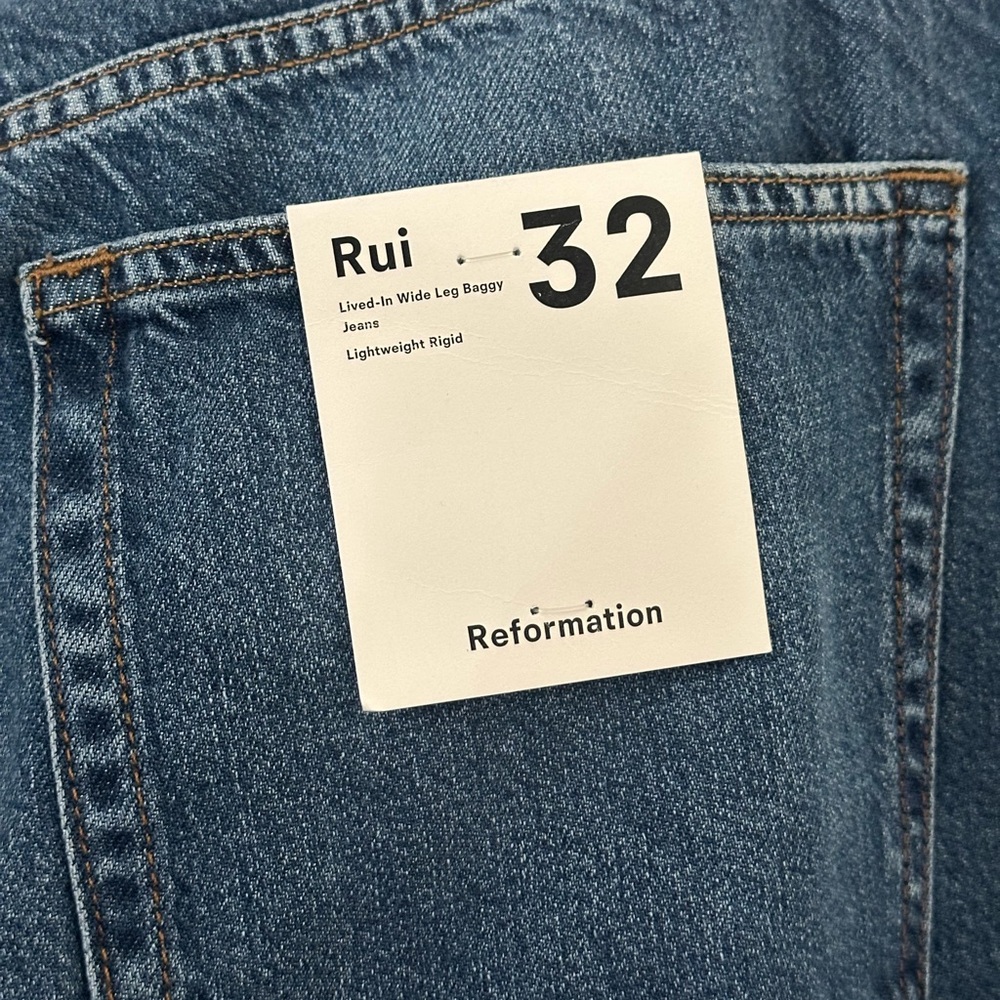 Reformation Rui lived in Classic Blue Wide-Leg Jeans baggy 32 - Picture 9 of 9